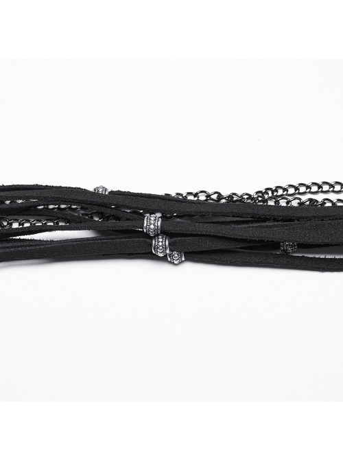 Wild Retro Black Hollow Raffia Woven Front Center Spikes With Ring Decoration Punk Cowboy Hat