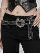 Exquisite Retro Black Artificial Leather Front Center Heart Rhinestone With Rose Buckle Punk Rock Belt