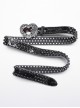 Exquisite Retro Black Artificial Leather Front Center Heart Rhinestone With Rose Buckle Punk Rock Belt