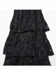 Black Slightly Elastic Twill Stitching Lace Hem Front V Shaped Raw Edge Design Gothic Style Low Waist Slim Flared Pants