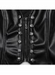 Simple Black Glossy Imitation Leather Front Deep V Inverted Triangle Design With Metal Cross Rivet Punk Style Slim Vest