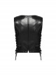 Simple Black Glossy Imitation Leather Front Deep V Inverted Triangle Design With Metal Cross Rivet Punk Style Slim Vest