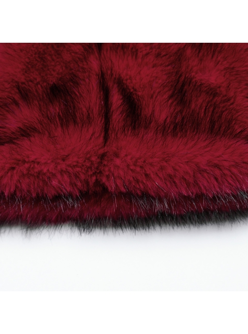 Black Red Warm Imitation Silver Fox Fur With Shiny Patent Leather Semi Circular Rivets Embellished Punk Style Adjustable Leg Warmers