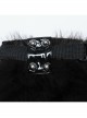 Black Warm Imitation Silver Fox Fur With Shiny Patent Leather Semi Circular Rivets Embellished Punk Style Adjustable Leg Warmers