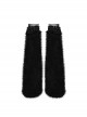 Black Warm Imitation Silver Fox Fur With Shiny Patent Leather Semi Circular Rivets Embellished Punk Style Adjustable Leg Warmers