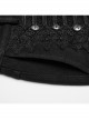 Three Dimensional Non Elastic Black Twill Fabric Exquisite Lace In The Front Center Decorated With Cross Rivets Punk Style Retro Straight Trousers