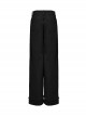 Three Dimensional Non Elastic Black Twill Fabric Exquisite Lace In The Front Center Decorated With Cross Rivets Punk Style Retro Straight Trousers