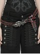 Personalized Black And Red Retro Artificial Leather With Textured Red Diamond Skull Claw Buckle Design Punk Style Handsome Belt