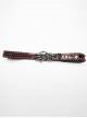 Personalized Black And Red Retro Artificial Leather With Textured Red Diamond Skull Claw Buckle Design Punk Style Handsome Belt