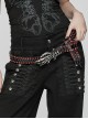 Personalized Black And Red Retro Artificial Leather With Textured Red Diamond Skull Claw Buckle Design Punk Style Handsome Belt