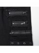Elastic Black Twill Front Center Three Dimensional Raw Edge Cross Pattern Patch Design Punk Style Decadent Straight Trousers