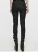 Exquisite Retro Black Printed Fabric Side Carved Japanese Style Buttons With Lace Rope Design Gothic Style Leggings
