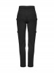 Black Stretch Twill Fabric White Patent Leather Skull Decoration On Both Sides And Snap Button Punk Style Tight Straight Pants