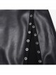 Personalized Oblique Slit Black Faux Leather Front Center Metal Eyelet Decoration Punk Style Zipper Skirt
