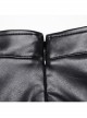 Personalized Oblique Slit Black Faux Leather Front Center Metal Eyelet Decoration Punk Style Zipper Skirt