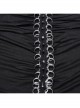 Black Stretch Knit Skull Print With Back Hollow Chain Design Punk Style Long Sleeve T-Shirt