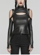 Personalized Black Elastic Rubber Knitted Front And Back Adjustable Straps Design Punk Style Two Piece Long Sleeved T-Shirt