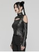 Personalized Black Elastic Rubber Knitted Front And Back Adjustable Straps Design Punk Style Two Piece Long Sleeved T-Shirt