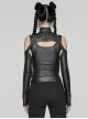 Personalized Black Elastic Rubber Knitted Front And Back Adjustable Straps Design Punk Style Two Piece Long Sleeved T-Shirt