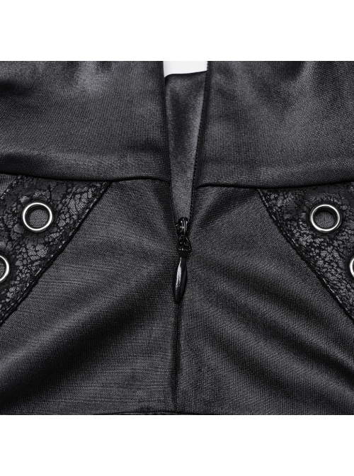 Personalized Black Elastic Rubber Knitted Front And Back Adjustable Straps Design Punk Style Two Piece Long Sleeved T-Shirt