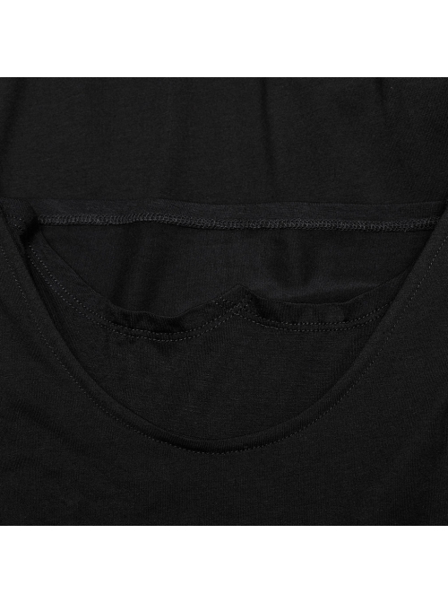 Sexy Hollow Elastic Knitted Splicing Mesh Front High Collar Earmuff Design Punk Style Hooded Long Sleeved T-Shirt