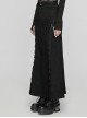 Black Elastic Twill Stitching Hole Mesh Front With Triangle Buckle Ribbon Decoration Punk Style Irregular Skirt