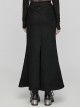 Black Elastic Twill Stitching Hole Mesh Front With Triangle Buckle Ribbon Decoration Punk Style Irregular Skirt