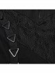 Black Elastic Twill Stitching Hole Mesh Front With Triangle Buckle Ribbon Decoration Punk Style Irregular Skirt