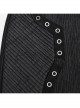 Black Elastic Vertical Stripes Woven Splicing Pressed Rubber Side Pleats With Irregular Eyelet Decoration Punk Style Slim Skirt