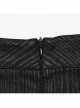 Black Elastic Vertical Stripes Woven Splicing Pressed Rubber Side Pleats With Irregular Eyelet Decoration Punk Style Slim Skirt