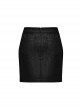 Black Elastic Vertical Stripes Woven Splicing Pressed Rubber Side Pleats With Irregular Eyelet Decoration Punk Style Slim Skirt