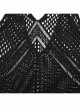 Sexy Black Hollow Mesh Woolen Knit With V Neck Symmetrical Slit Hem Punk Style Sleeveless Raw Edge Dress