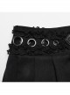 Non Stretch Black Woven Ultra Short Pleated Waist With Cross Eyelet Lace Design Punk Style Sexy Mini Skirt