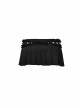 Non Stretch Black Woven Ultra Short Pleated Waist With Cross Eyelet Lace Design Punk Style Sexy Mini Skirt