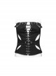Black Twill Hollow Front Center Eyelet Cross Tie Back Zipper Design Punk Style Adjustable Corset