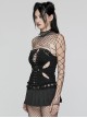 Black Twill Hollow Front Center Eyelet Cross Tie Back Zipper Design Punk Style Adjustable Corset