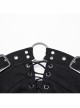Black Twill Hollow Front Center Eyelet Cross Tie Back Zipper Design Punk Style Adjustable Corset