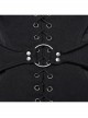 Black Twill Hollow Front Center Eyelet Cross Tie Back Zipper Design Punk Style Adjustable Corset