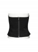 Black Twill Hollow Front Center Eyelet Cross Tie Back Zipper Design Punk Style Adjustable Corset