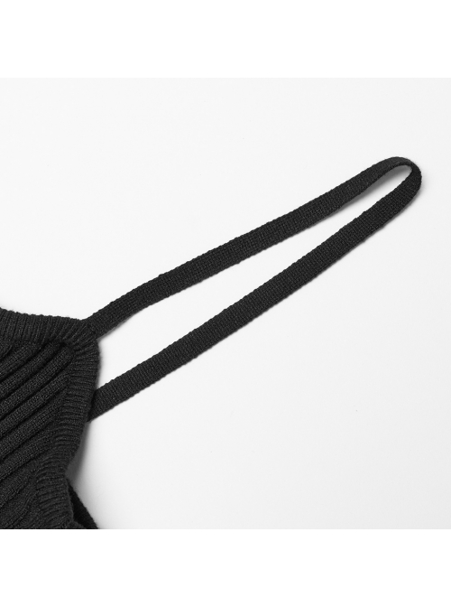 Removable Black Soft Wool With Waist Buckle Belt Decoration Punk Style Two Piece Dress