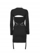 Removable Black Soft Wool With Waist Buckle Belt Decoration Punk Style Two Piece Dress