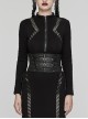 Adjustable Back Drawstring Black Glossy Twill Woven Metal Eyelets In The Front With Rivets Punk Style Zipper Corset