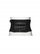 Adjustable Back Drawstring Black Glossy Twill Woven Metal Eyelets In The Front With Rivets Punk Style Zipper Corset