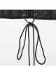 Adjustable Back Drawstring Black Glossy Twill Woven Metal Eyelets In The Front With Rivets Punk Style Zipper Corset