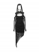 Black Stretch Mesh Stitching Comfortable Knitted Fabric Waist And Abdomen Pleats With Irregular Hem Punk Style Hooded Two Piece Dress