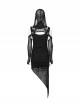 Black Stretch Mesh Stitching Comfortable Knitted Fabric Waist And Abdomen Pleats With Irregular Hem Punk Style Hooded Two Piece Dress