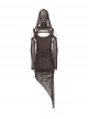 Brown Stretch Mesh Stitching Comfortable Knitted Fabric Waist And Abdomen Pleats With Irregular Hem Punk Style Hooded Two Piece Dress
