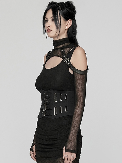 Personalized Oval Black Non Elastic Twill Front Chinese And Japanese Buttons With Eyelet Decoration Punk Style Zipper Corset