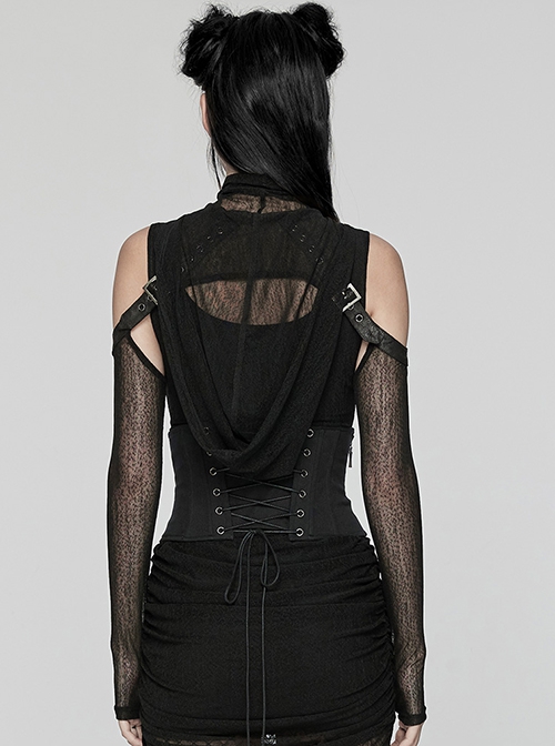 Personalized Oval Black Non Elastic Twill Front Chinese And Japanese Buttons With Eyelet Decoration Punk Style Zipper Corset