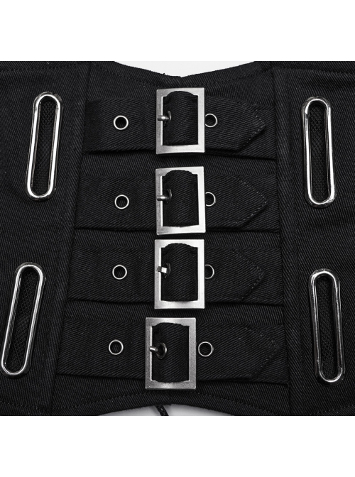 Personalized Oval Black Non Elastic Twill Front Chinese And Japanese Buttons With Eyelet Decoration Punk Style Zipper Corset